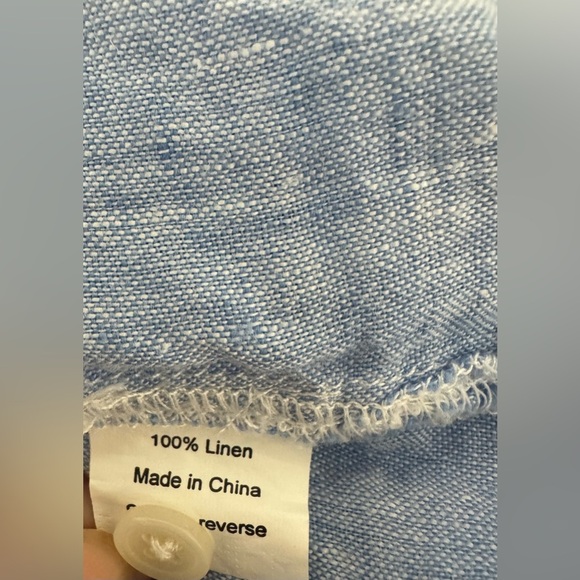 HIHO Tortola 100% Linen Shirt Henley Roll Tab Sleeves Coastal Relaxed Size Large - Picture 9 of 10